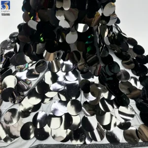 YX1652 40mm Large Paillette Fabric Oversized Round Sequin Textile for Evening Dress Gown and High Fashion Apparel