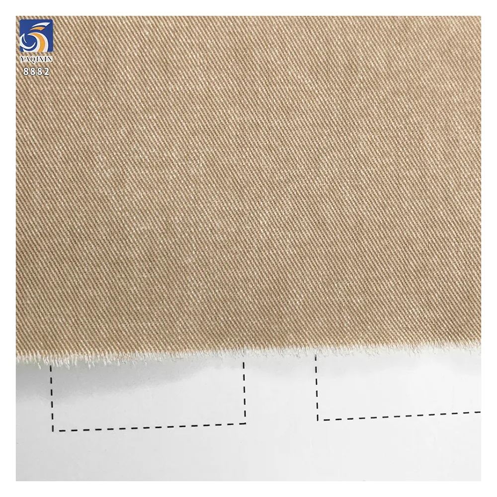 A8882 32*21 Smooth and Soft 210g Twill Light Khaki Fabric 100% Cotton Washed Twill Fabric for Men's Trousers and Casual Pants