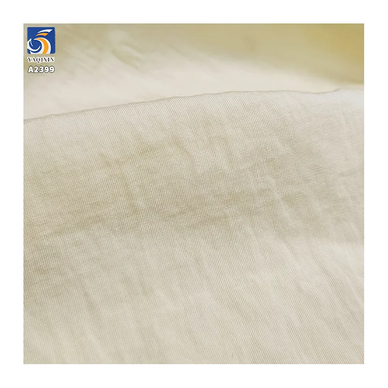 A2399 110gsm Lightweight and Breathable Imitation Linen 63% Rayon 37% Nylon Beige Dress Fabric Soft Wrinkled Woven Fabric