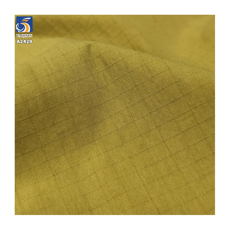A2429 150g/m² 78% Cotton and 22% Nylon Blended 0.7cm Jacquard Plaid Fabric Textured Shirt Dress Wash-Free Plaid Fabric