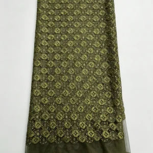 YX1024 Customer's Luxury Brand Logo Embroidered Tulle Fabrics 300 Yards of 3-Day Pattern Custom Embroidered Mesh Fabric