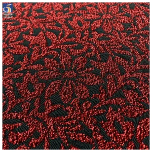 YX1284 160gsm 100% Polyester Wholesale Wine Red Shiny Lurex Jacquard Fabric With 3D Rhinestones Arabic Dress Jacquard Fabric
