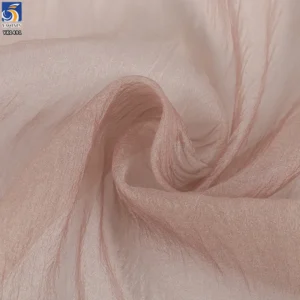 YX1491 10D*20D 25gsm 52% Polyester 48% Nylon Lightweight Crinkle Organza Fabric Soft Sheer Textile for Womens Dresses Kidswear