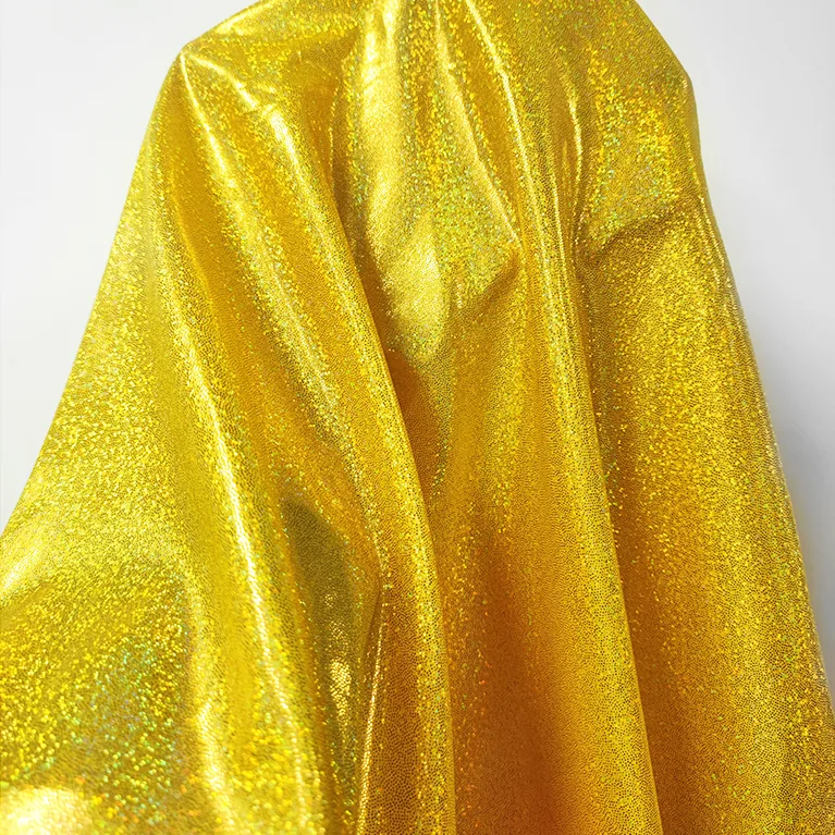 A002-1 Fashionable Fabrics Bikini Stage Costume Clothing Golden Green Lurex Laser Foil Glitter Shiny Knitted Fabrics