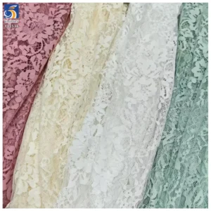 YX1534 Large Floral Non Stretch Polyester Jacquard Chantilly Mesh Lace Fabric for Women's Dresses and Fashion Apparel