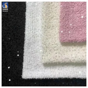 YX1419 2026 New 60% Polyester 15% Wool Sequin Pink Tweed Fabric for Women's Dress and Clothing