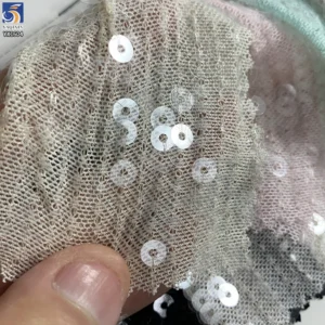 YX1604 250gsm 5mm Clear Sequin Mesh Fabric Stretch Transparent Sequin Textile for Dresses Lingerie and Fashion Apparel
