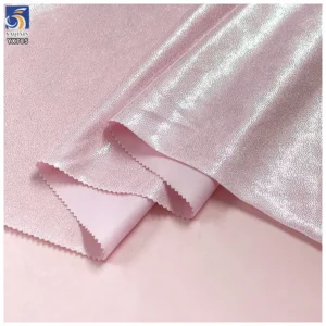 YX785 Breathable Solid 120gsm Polyester Spandex Metallic 4 Way Stretch Foil Printing Shiny Fabric for Swimming Trunks