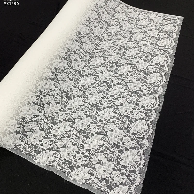 YX1490 Cotton Nylon Corded Elegant Floral Eyelash Lace Fabric 150CM Wide Non Stretch Floral Lace for Women Dresses and Tops