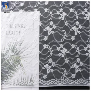 YX614 Cheap Stretch Underwear Lingerie Lace Fabric 80gsm 3D Small Butterfly Stretch Jacquard Mesh Lace Fabric