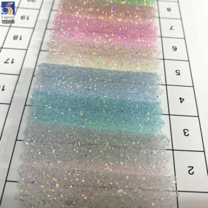 YX1603 60gsm Holographic Glitter Organza Fabric Sparkle Sheer Textile for Evening Dresses Prom Gowns and Fashion Apparel