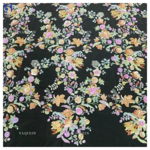 YX1313 Popular Trends Embroidery Fabric 5 Yards Heavy Embroidery Pearl Sequin Flowers Tulle Lace Fabric for Girls Skirts