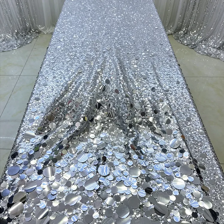 YX1512 European Style Gold Large Paillette Sequin Embroidery Fabric for Evening Dress Skirt and Luxury Fashion Garments