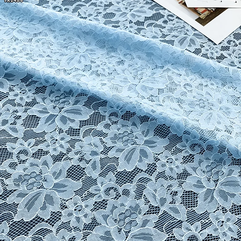 YX1486 Wholesale White Polyester Floral Lace Fabric for Dressmaking Apparel and Garment Vintage
