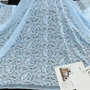 YX1488 Beige 70% Cotton 30% Nylon Lace With Raised Floral Texture for Gowns Bodices Sleeves and Fashion Tops