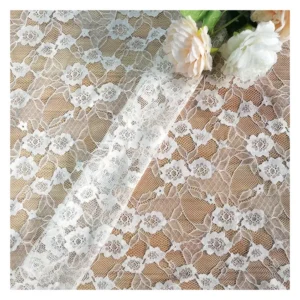 Sapphire Blue Small Floral Jacquard Mesh Lace Fabric for Women African Nigerian Chantilly Lace Fabric 1 Yard MOQ