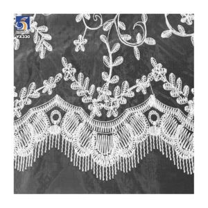YX330 Lolita Wholesale Prices 100 Polyester White Milk Silk Water Soluble Lace Organza Embroidery Fabric