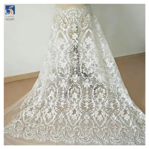 YX1277 Noble and Luxurious Water-Soluble Embroidered Wedding Dress Fabric Bridal Tulle Competitive Prices Wedding Lace Fabric