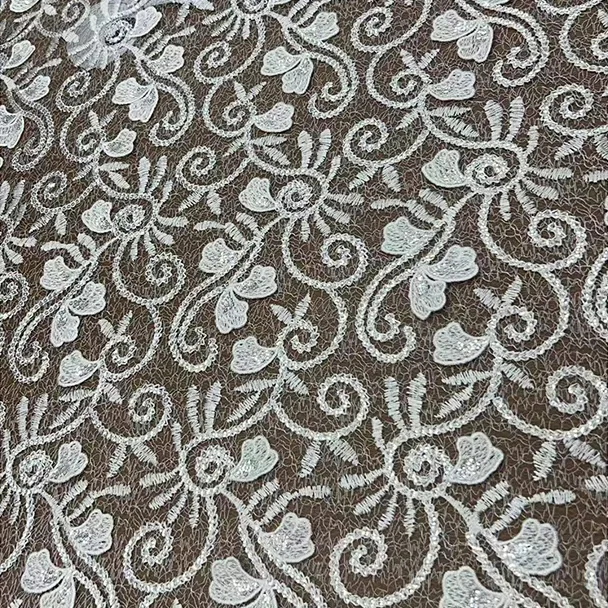 YX1274-1 Chinese Lace 10 Yards Custom Pattern Dyeing Embroidered Water-Soluble Lace Fabric for White Wedding Dress