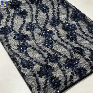 YX1596 Embroidered Sequin Lace Fabric Sparkly Floral Mesh for Dresses Gowns and Designer Womenswear