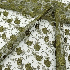 YX1018 2026 Latest Design Polyester Roses Flowers China Embroidery Fabric Poly Mesh Fabrics for Home Textiles and Clothing