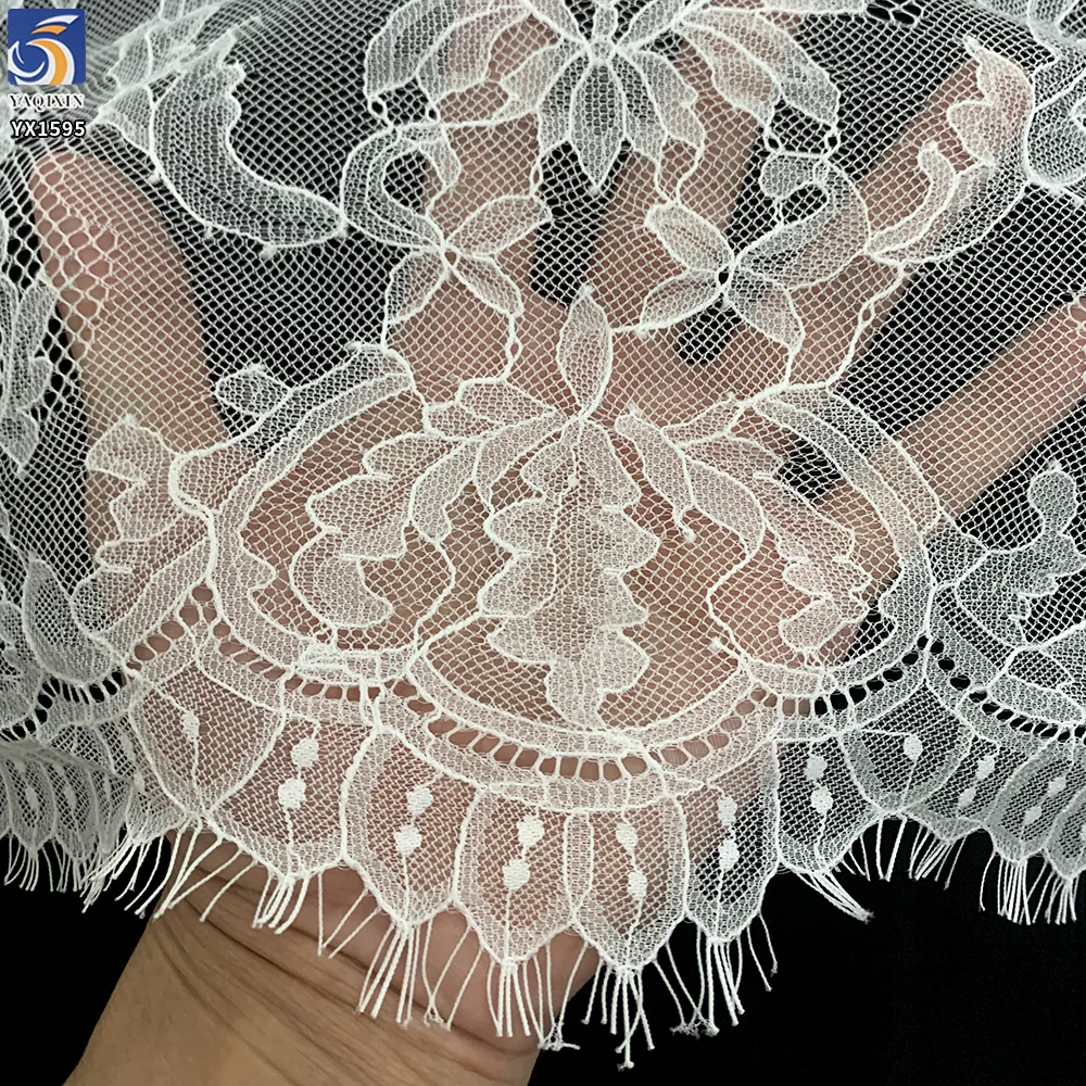 YX1595 280GSM Thick Eyelash Lace Fabric Dense Floral Mesh for Wedding Dresses Bridal Gowns and Formal Wear