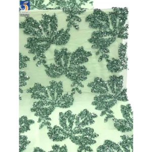 YX1528 Wholesale Shiny Floral Sequin Embroidery Chiffon Fabric for Evening Dress