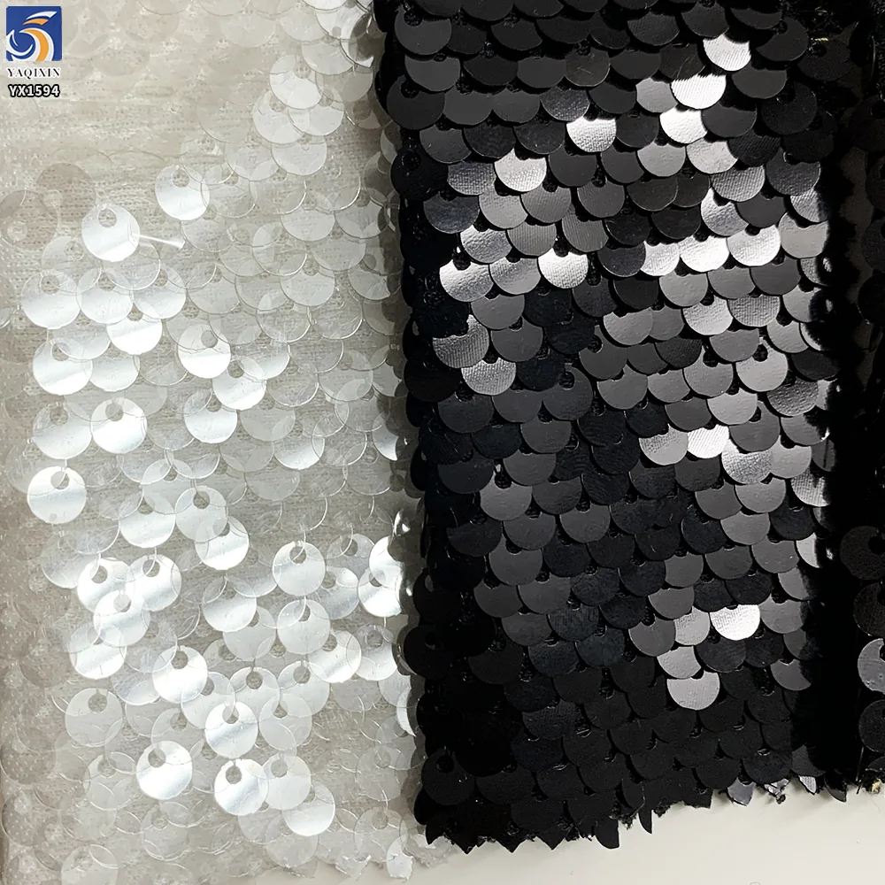 YX1594 Fish Scale Sequin Fabric 5MM Dense Shiny Sequins for Dresses Gowns Stage Wear and Fashion Apparel
