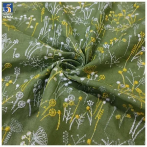 YX706 High Fashion Italian Style Small Florals Embroidered Fabric 30 Linen 70 Cotton Ramie Cotton Embroidery Fabric Florals
