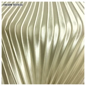 Golden Polyester Shiny Accordion Pleated Satin Fabric High-End Opaque Dress Duchess Satin Like Silk Fabric