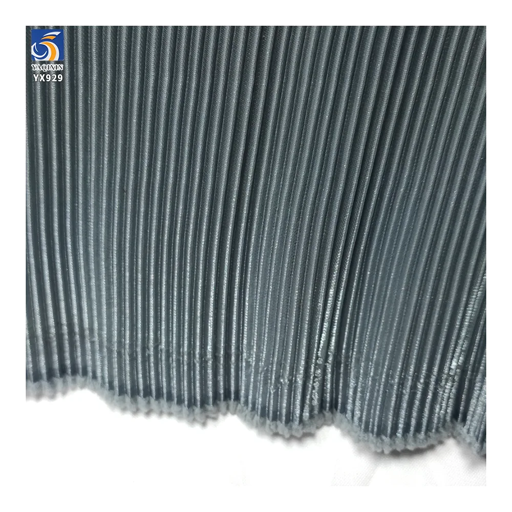 YX929-1 Multicolor Custom Designs Satin Pleated Dress Apparel Fabric Woven Soft 100 Polyester Elastic Satin Pleated Fabric