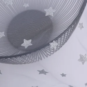 SG08 Wholesale Customized Glitter Silver Stars Tulle Soft Mesh Children's Dress Fabrics