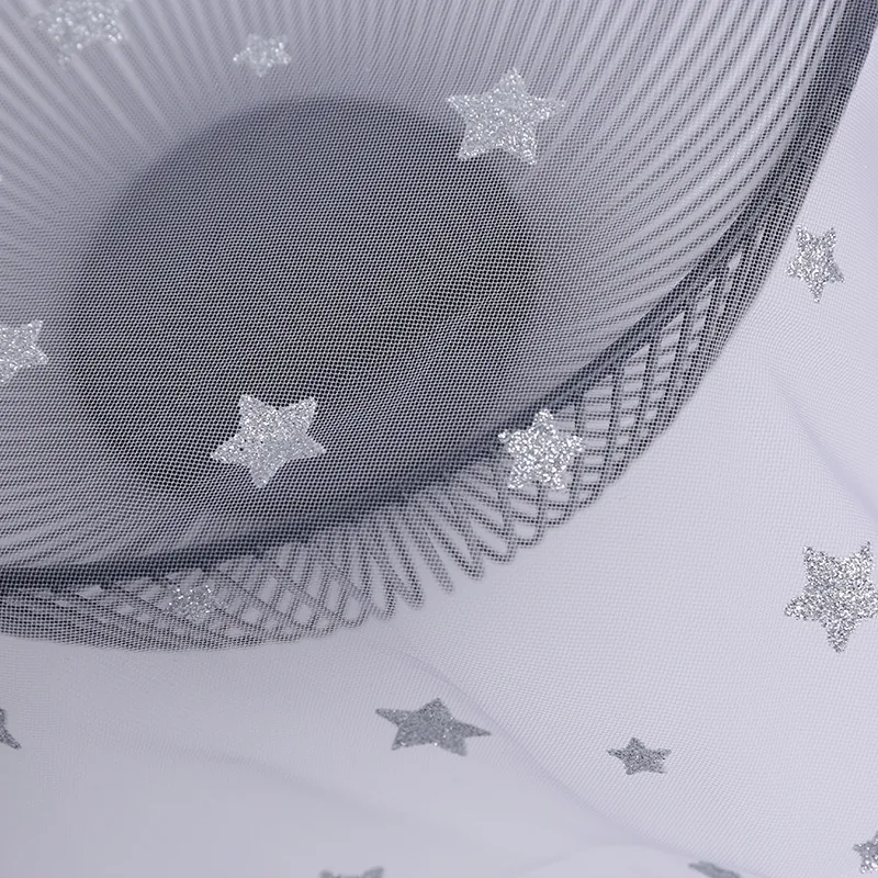 SG08 Wholesale Customized Glitter Silver Stars Tulle Soft Mesh Children's Dress Fabrics