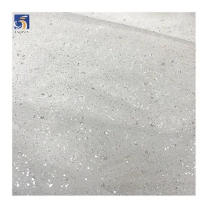 YX697 130gsm High Quality High Density Mesh Tulle Fabric With Silver Glitter Dust Dots Tulle Bridal Wedding Dress Fabric