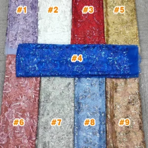 YX41-1 Wholesale Prices Nigerian Shine Lace Fabrics for Wedding 2026 Gold Sequins Glitter Lace Tulle Fabric