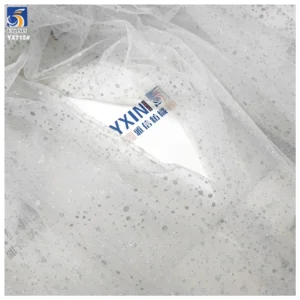 YX712 Customized White 40gsm 100 Polyester Knitted Bridal Tulle Fabric Soft Sparkle Glitter Effect for Wedding Dress Making