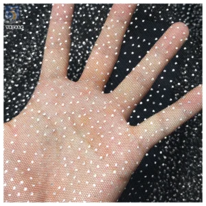 YX246-1 Non-Falling Wholesale Black Polyester Bridal Wedding Silver Glitter Sparkly Tulle Dot Mesh Fabric