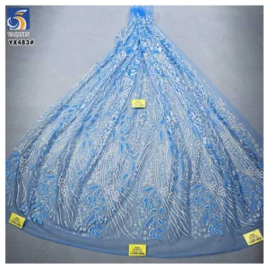 YX483 China Custom Lace Wedding Tulle Fabrics Luxury Sparkle Glitter Mesh Tulle Fabric for Middle Eastern Bride