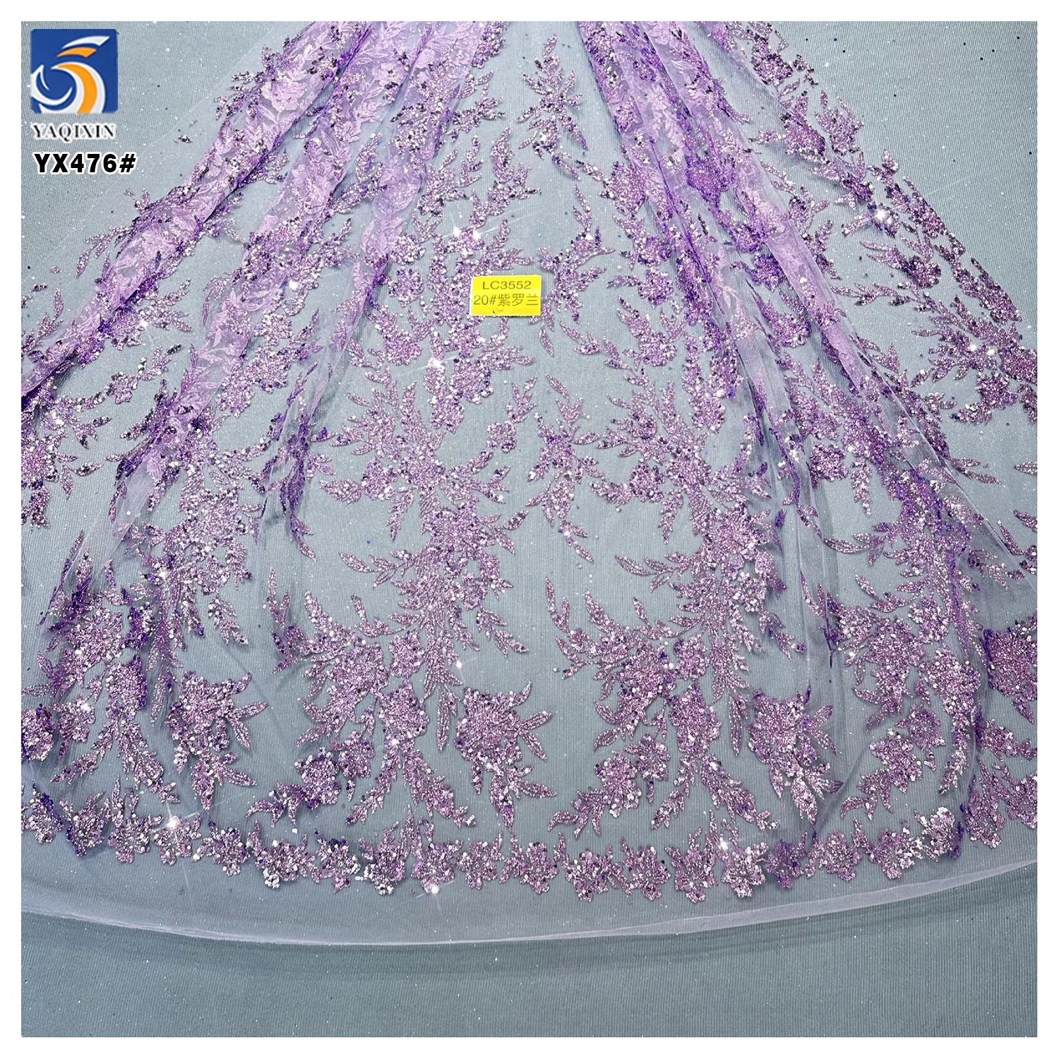 YX476 2026 Red Bridal Flash Shinning Tulle Fabrics Sequins Shiny Red Lace Fabric