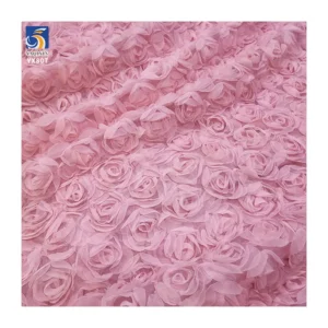 YX807 2025 Fashion Popular America 3D Embroidery Flowers Rose Knitted Mesh Tulle Fabric for Dresses Summer Women