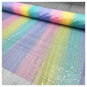 YX2035 YAQIXIN Silk Tulle Netting United States Fabric Children's Dresses Poncho Rainbow Tulle Fabric