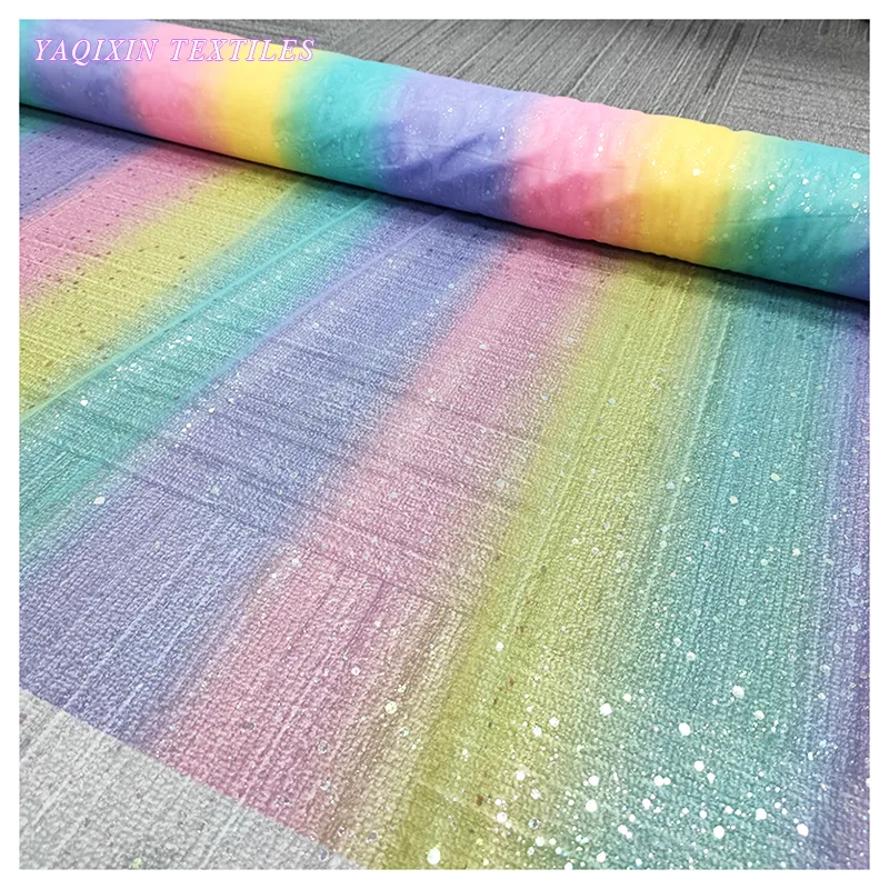YX2035 YAQIXIN Silk Tulle Netting United States Fabric Children's Dresses Poncho Rainbow Tulle Fabric