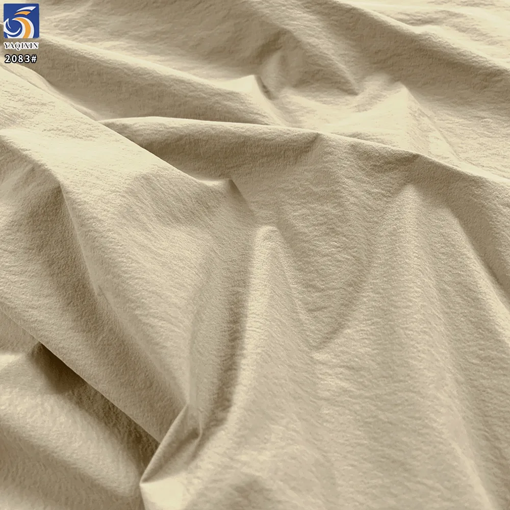 YX2083 180gsm Nylon Spandex 4 Way Stretch Crinkle Fabric for Light Outdoor Jackets Pants and Trench Coats