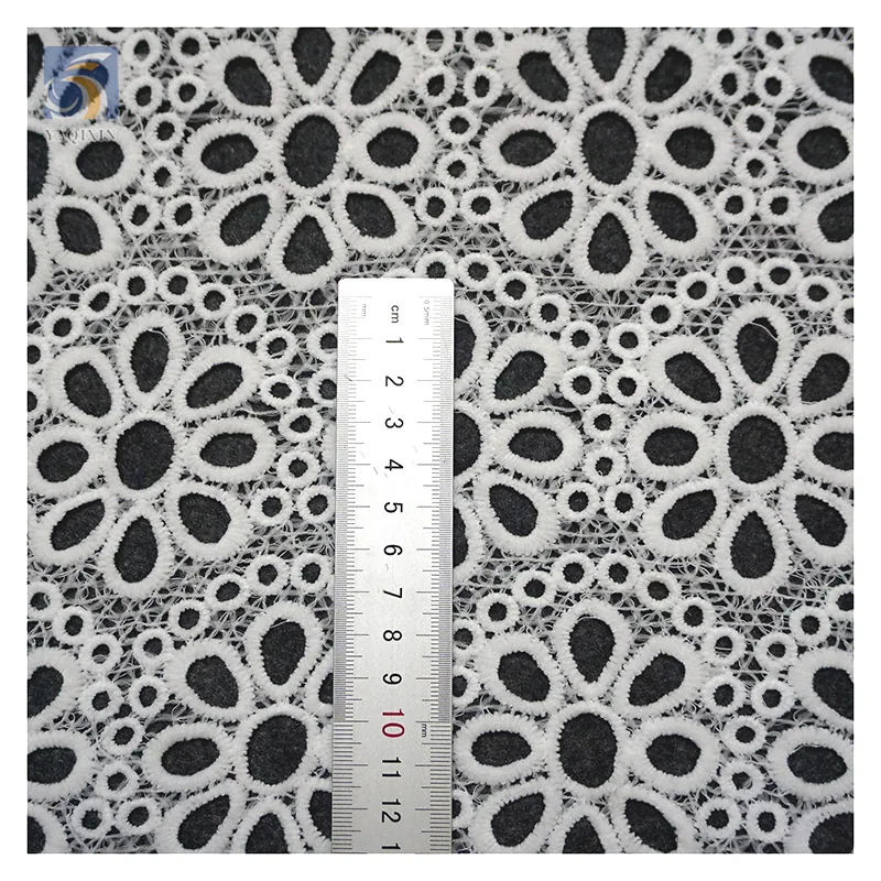 YX2440 Reasonable Price African Lace Fabric White Hollow Out Eyelet Water Soluble Embroidery Milk Silk Lace Fabric