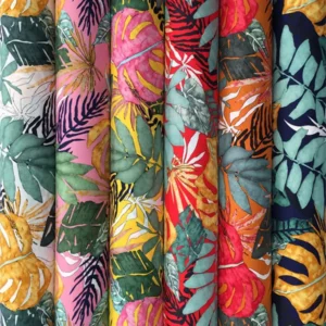 Hot Sales 100% Rayon Viscose Fabric Woven Hawaiian Tropical Design Print for Summer Shirts & Dresses for Lining & Garments