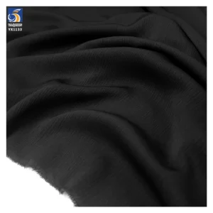 YX1133 65-Inch Width 160gsm Black Nida Wrinkle Fabric Woven 100% Polyester Soft Crepe Chiffon Arabic Clothing Fabrics