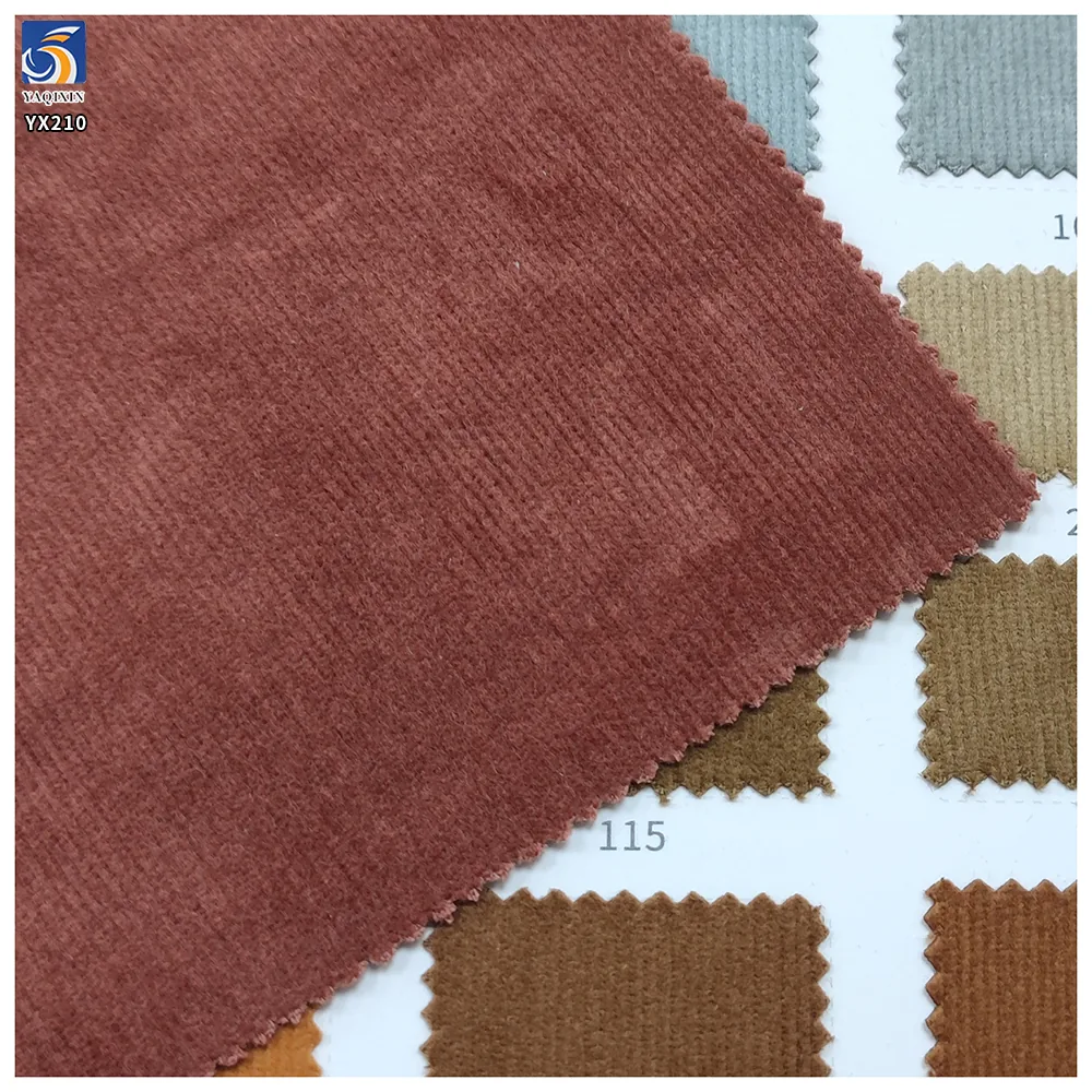 YX210 Plain Dyed 280gsm Horizontal Pinstripe 98 Cotton 2 Spandex 21 Wale Stretch Corduroy Fabric for Women Trousers