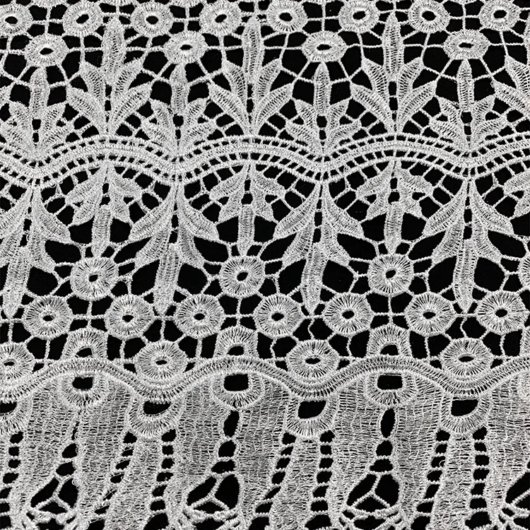 YX1069 African Milk Silk Poly Embroidery Cord Lace Water-Soluble Fabric Glossy Floral Embroidered Dress Lace Fabric for Women