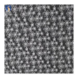 YX806 100 Polyester Lace Embroidery Cord Embroidery Chantilly Lace Fabric Black Floral Embroidered Mesh Skirt Fabric for Women