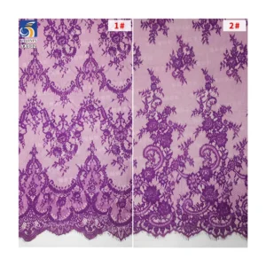 YX902 New 2025 Design Sky Blue Polyester Elegant Eyelash Lace Fabric for Home Textiles